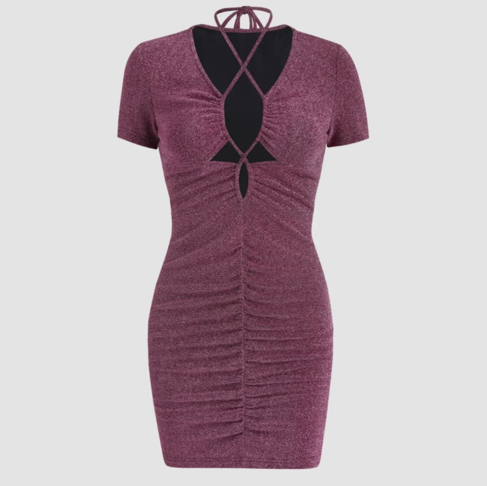 NWT Cider size small fuschia glitter mini dress